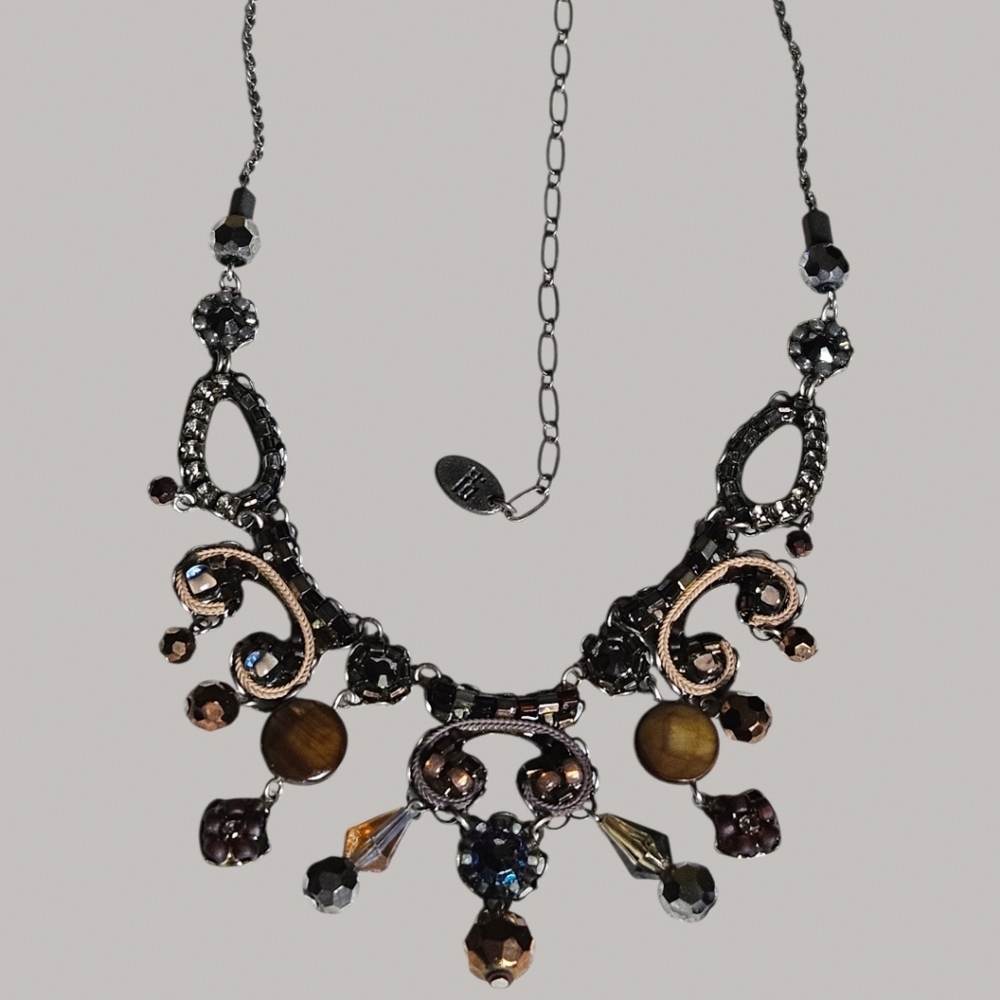 🌟💎Ayala Bar Intricately Handcrafted Beaded Necklace Earth-Tone Shades - EPC